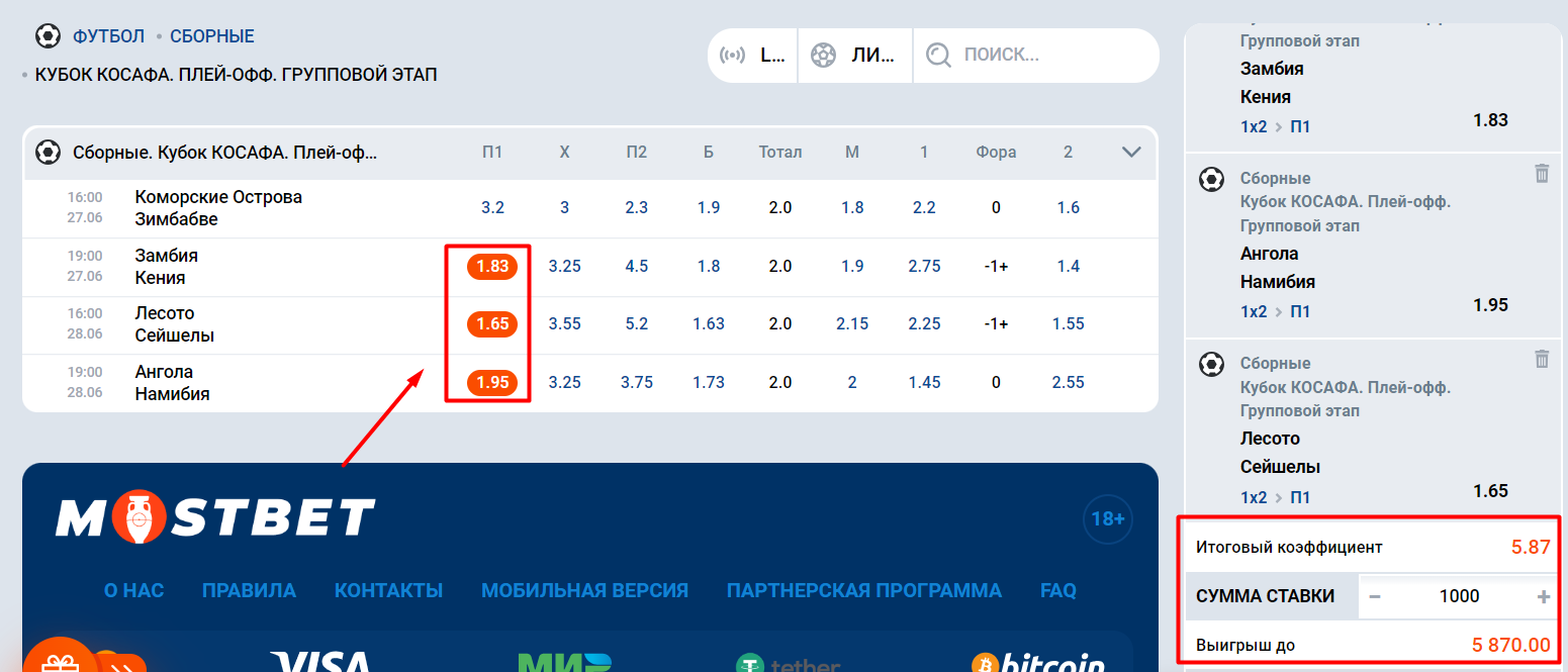 Экспресс-пари на футбол Ставка для отыгрыша фрибета к ЧЕ 2024 в БК Мостбет