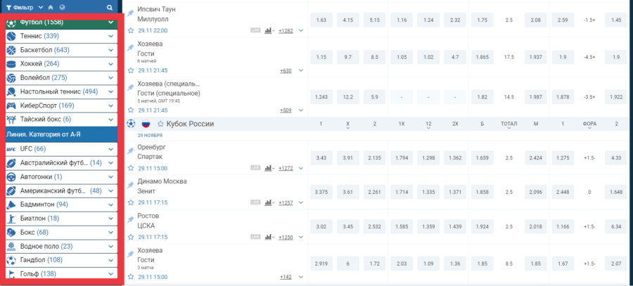 Виды спорта в 1xBet Выбор дисциплин для ставок в БК 1xBet